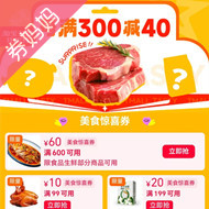淘宝优惠券：每满300-40元