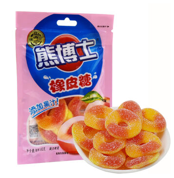 徐福记熊博士橡皮糖水蜜桃圈60g